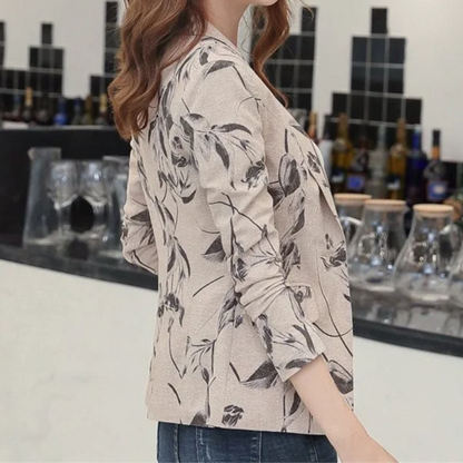 Floral Print Ladies Blazer With Ankle Button Closure