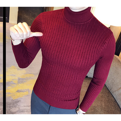 Turtleneck jumper men - cable knit, soft, slim fit, casual wear