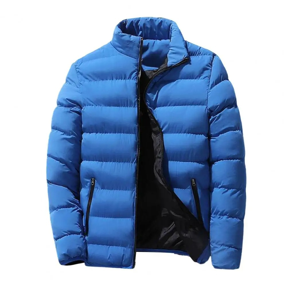 Men's puffer jacket with contrast lining and zip pockets