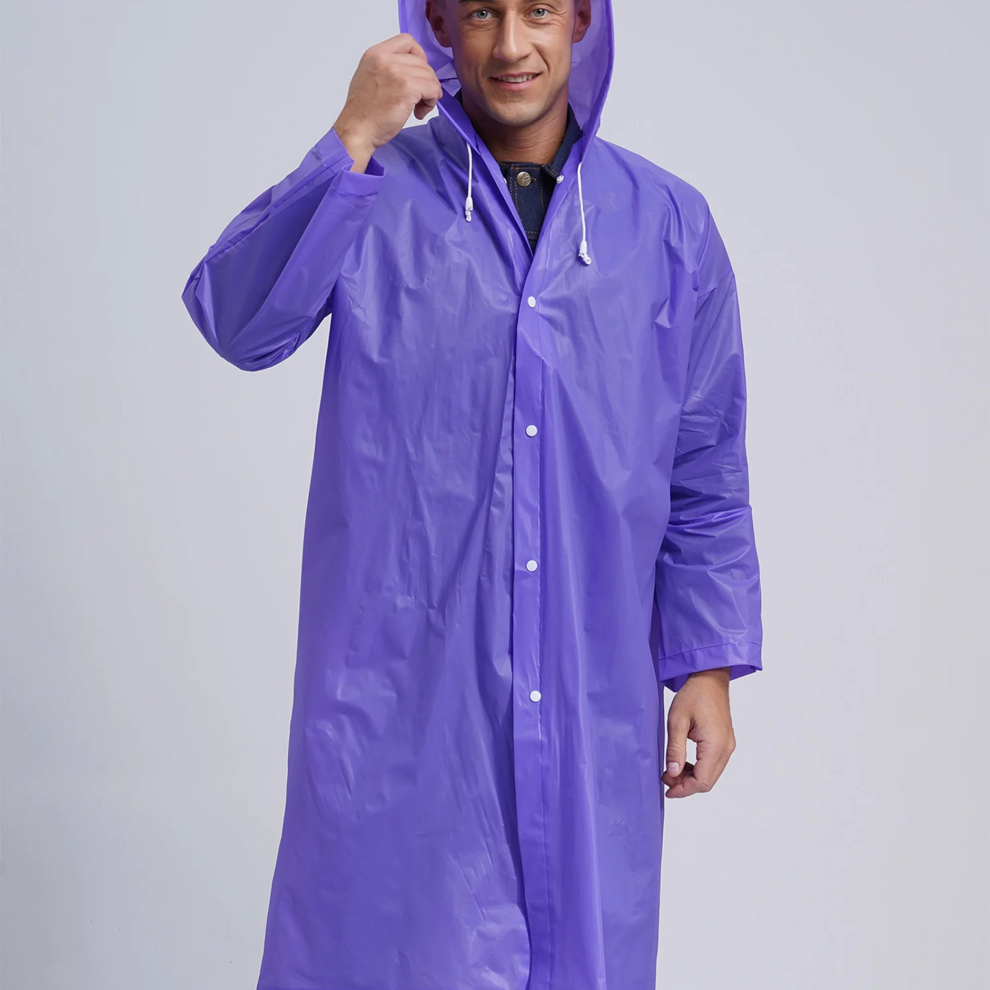 Men's mackintosh long waterproof lightweight with hood