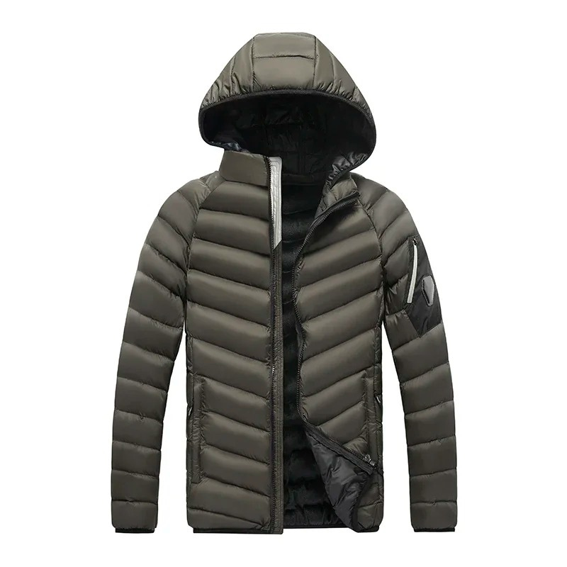 Men's quilted transition jacket - With hood, Warm, With zip