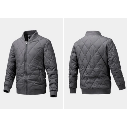 Men's quilted transitional jacket - Lightweight, diamond pattern, with zip