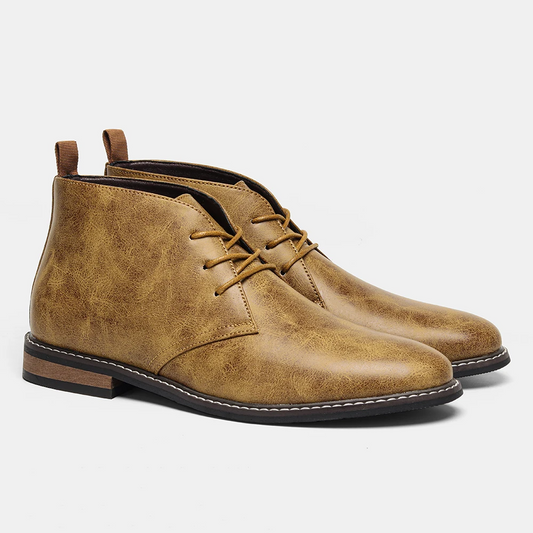 Fashionable leather chukka boots for men, comfortable and durable