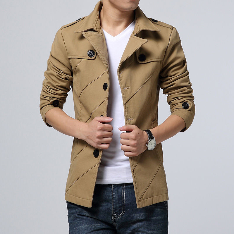 Casual men's coat - Lightweight trench coat with a modern design