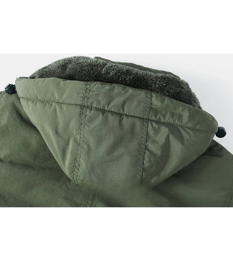 Men's parka winter jacket with fur hood and many pockets