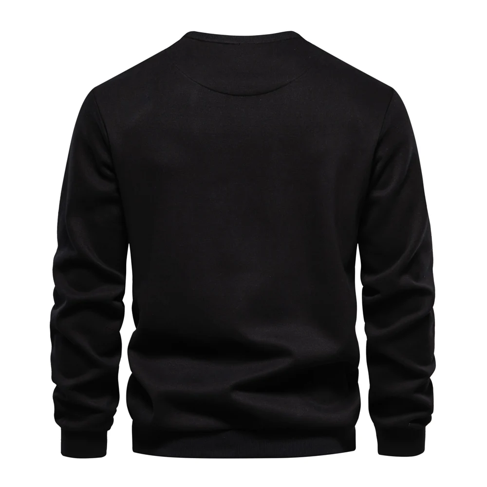 Men's sweater with zip pocket, round neck Casual pullover