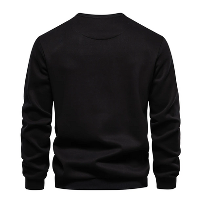 Men's sweater with zip pocket, round neck Casual pullover