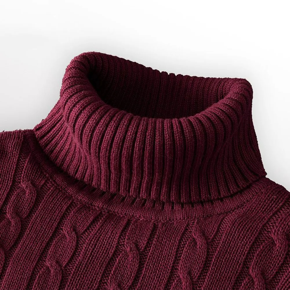 Turtleneck jumper men - Warm turtleneck jumper with cable knit pattern