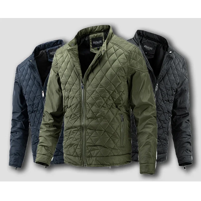 Men's quilted transitional jacket - diamond pattern, light, casual