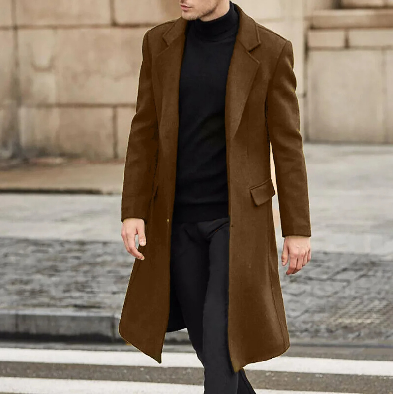 Long men's coat - Classic wool coat with slim fit