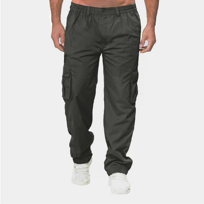 Straight multi-pocket cargo trousers for men