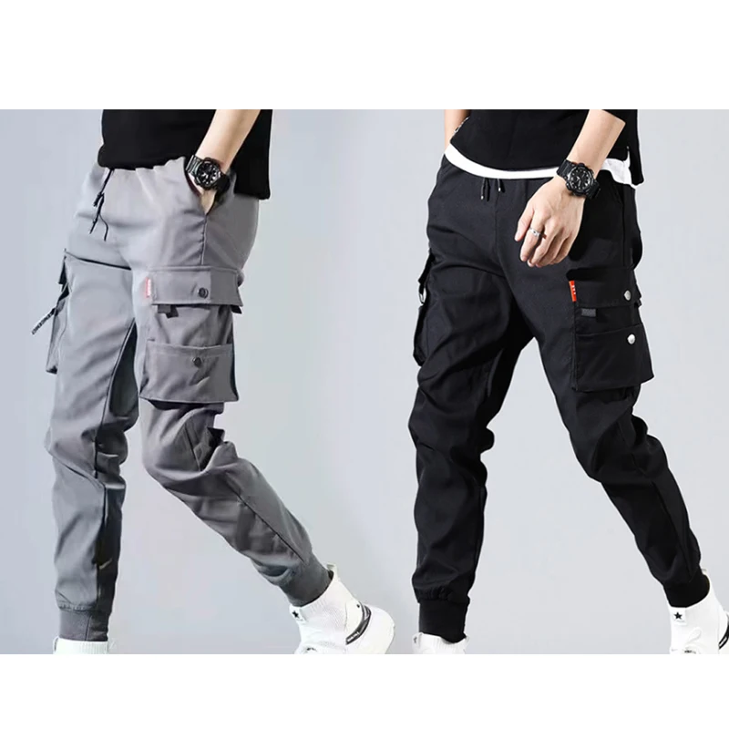 Cargo trousers men - Comfortable jogging trousers with several pockets, elasticated cuffs