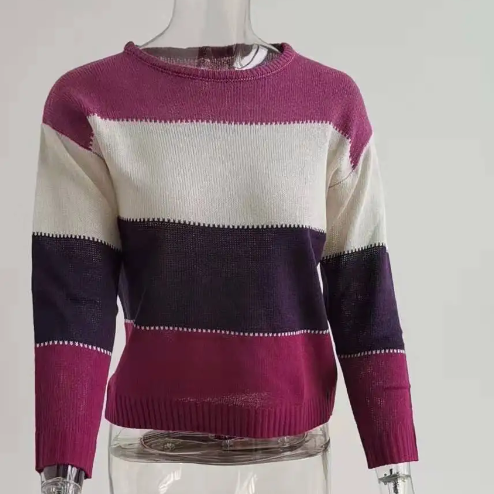 Soft Colour Block Pullover, Comfortable Sweater