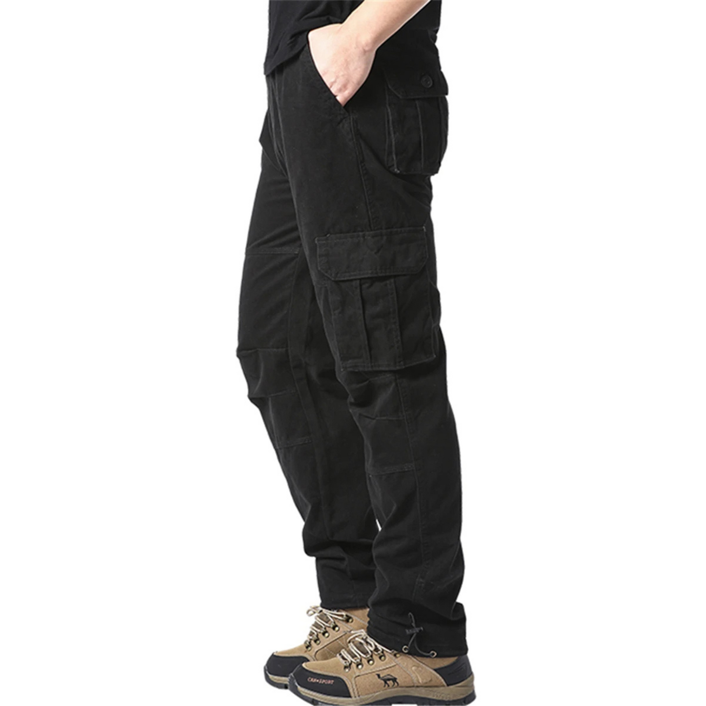 Large size stretch waist tactical cargo trousers mens