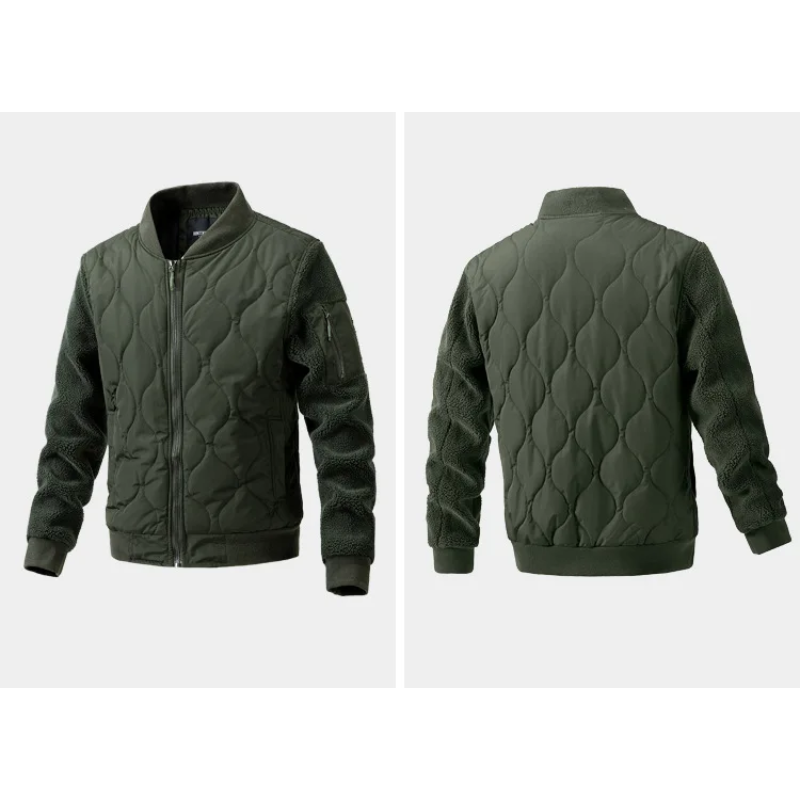 Men's quilted transitional jacket - With sherpa sleeves, Warm, With zip