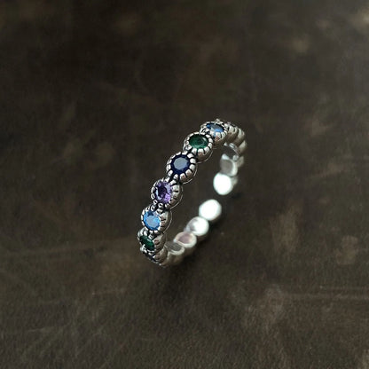 Floral Stone Silver Ring - With unique details