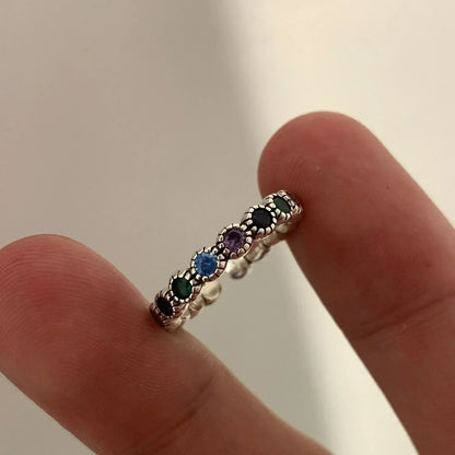 Floral Stone Silver Ring - With unique details