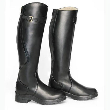 Elegant knee-high boots with buckle accent