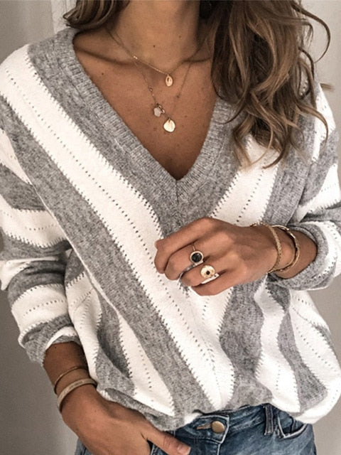 Sweater | Striped Elegant Sweater