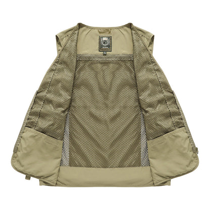 Mesh cargo waistcoat with pockets