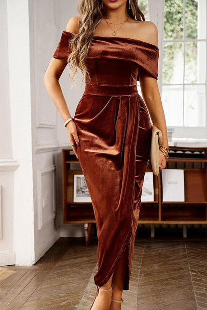 Women's Off- Shoulder Velvet Dress