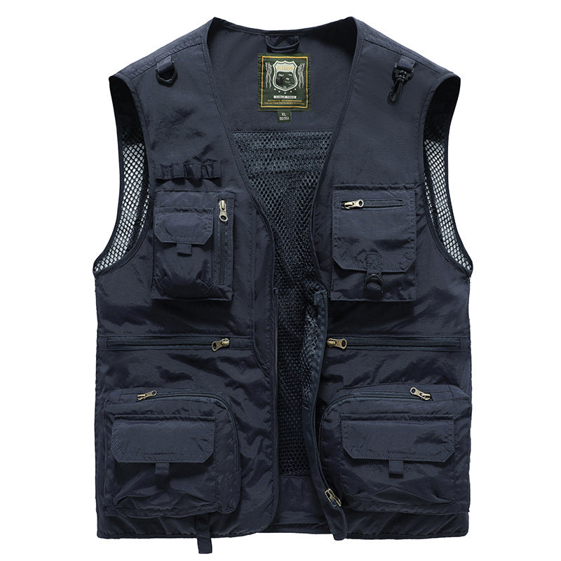 Mesh cargo waistcoat with pockets