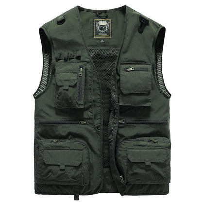 Mesh cargo waistcoat with pockets