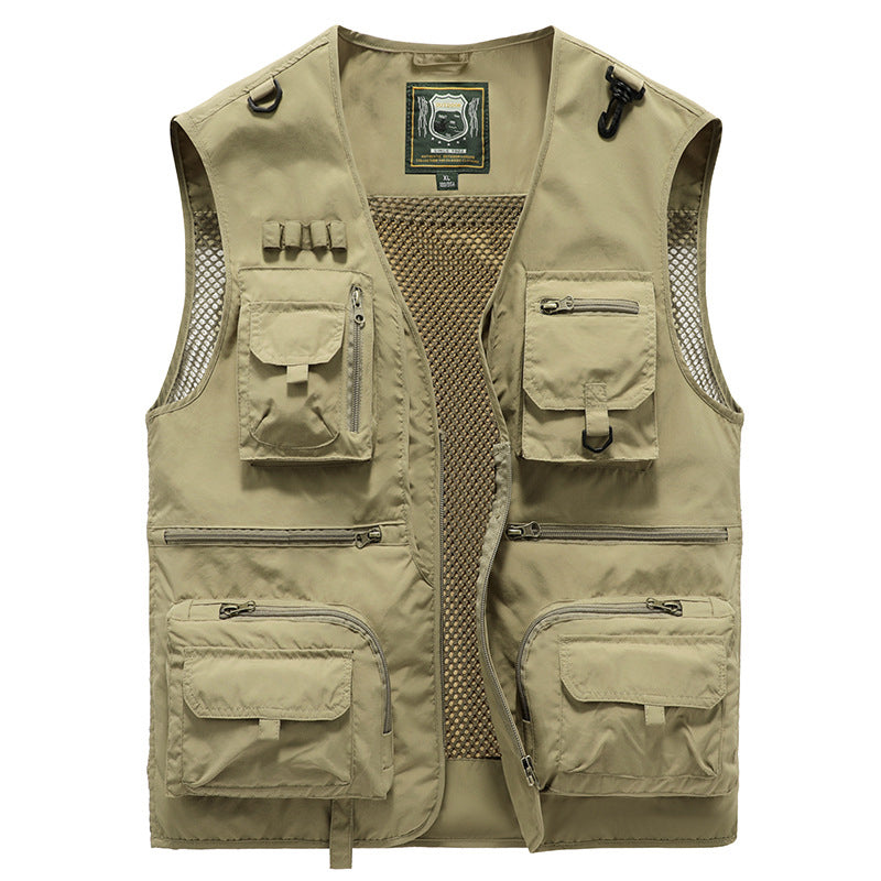 Mesh cargo waistcoat with pockets