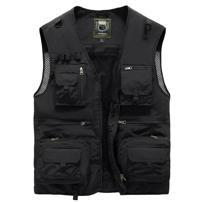 Mesh cargo waistcoat with pockets