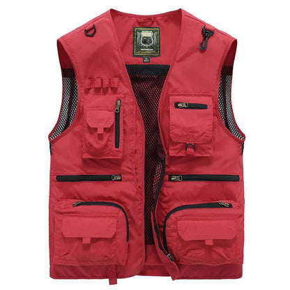 Mesh cargo waistcoat with pockets