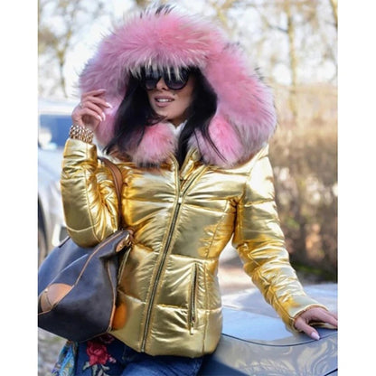 Paris -Stylish jacket with faux fur lining, hood and collar