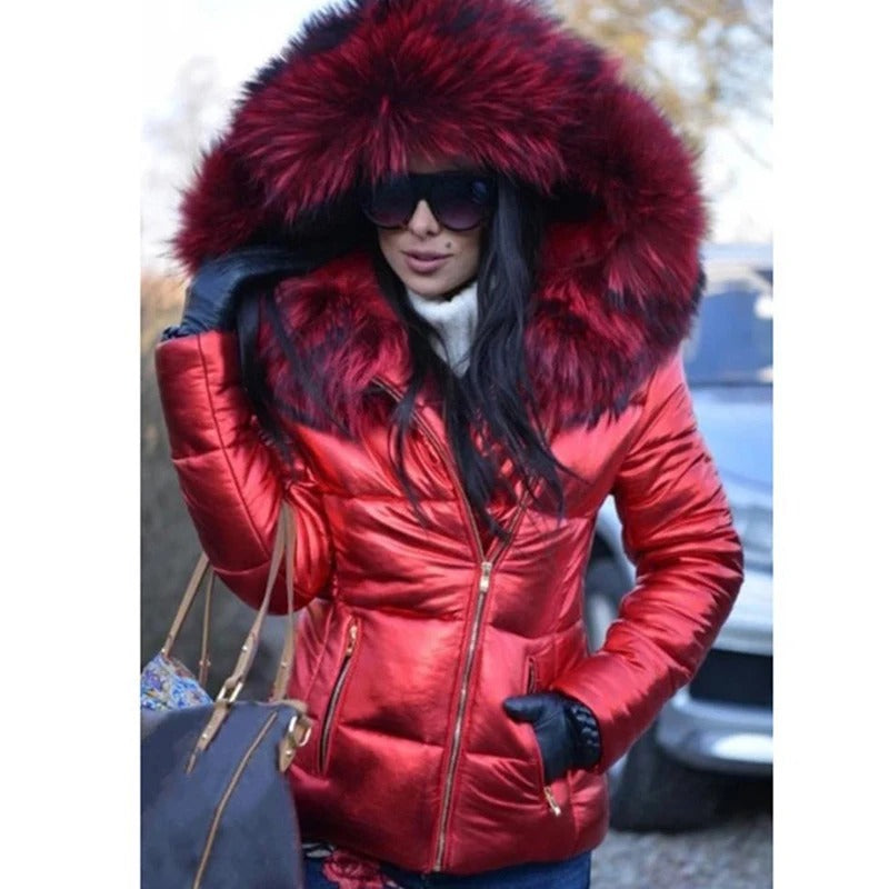 Paris -Stylish jacket with faux fur lining, hood and collar