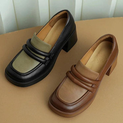 Retro loafers with block heel