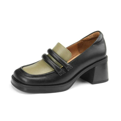 Retro loafers with block heel