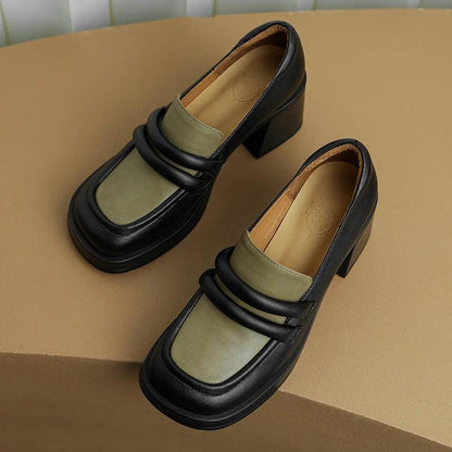 Retro loafers with block heel